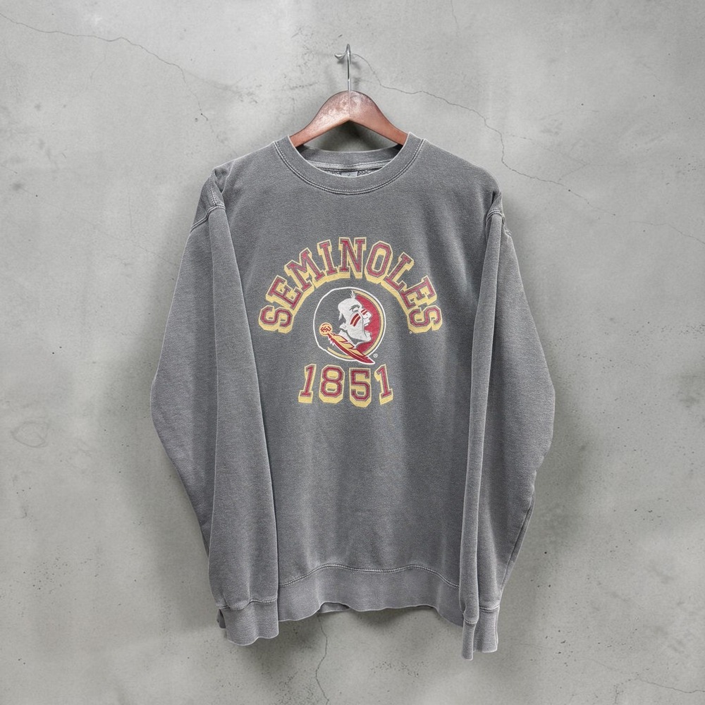 Independent Trading Co FSU Seminoles Sweatshirt Mens L Grey Garment Dye Crewneck
